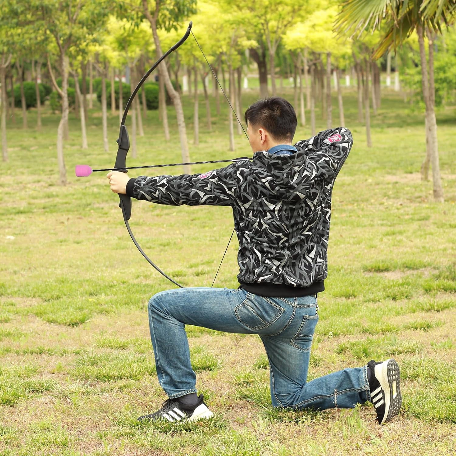AME Bow and Target Set Adult - Outdoor Battle Obstacles Set Backyard Games CS Bow and Arrows Set Bow Target for Arena or Battlefield Bunkers Family Archery Games Shooting Practice