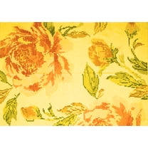 Ahgly Company Machine Washable Indoor Rectangle Botanical Yellow Coastal Area Rugs, 2' x 4'