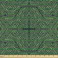 thumbnail image 2 of Ambesonne Mexican Fabric by the Yard Upholstery, Geometric Motifs Ethno Art, 3 Yards, Peacock Green and Dark Grey, 2 of 5