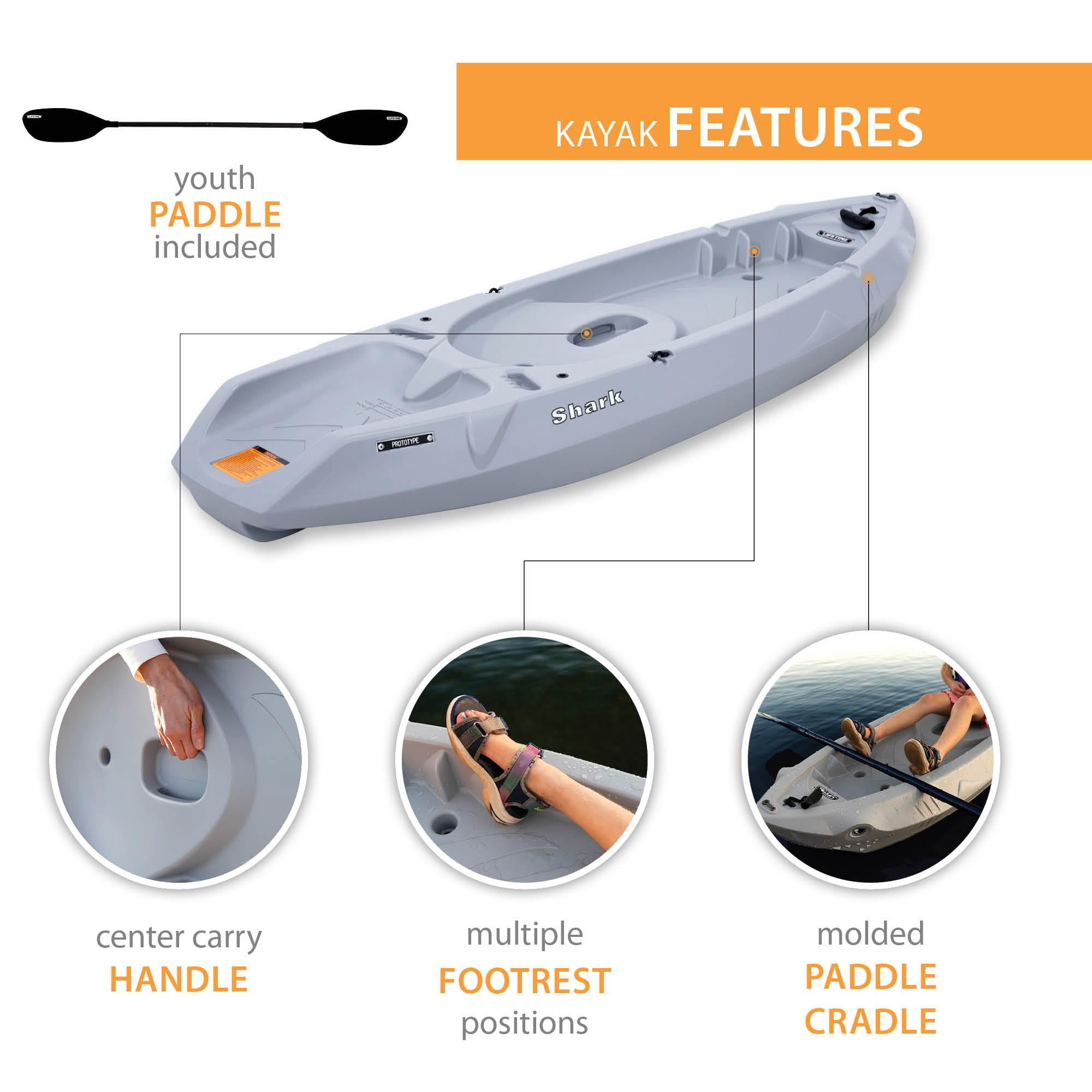 Lifetime Youth Shark 6 ft Sit-On-Top Kayak with Paddle, Gray (91327)