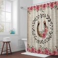 thumbnail image 6 of Farmhouses Horseshoes Shower Curtain for Bathroom Decor, Roses Leaves Retro Vintage Paper Waterproof Fabric Shower Curtain, 54"x78" Set with 12 Hooks, 6 of 9