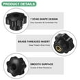 thumbnail image 2 of Uxcell 2-Pack 7 Pomos de Estrella, Rosca Hembra M10 40mm Cabeza de Siete Puntas con Agujero Pasante Agarre de Sujeción [Negro], 2 of 6