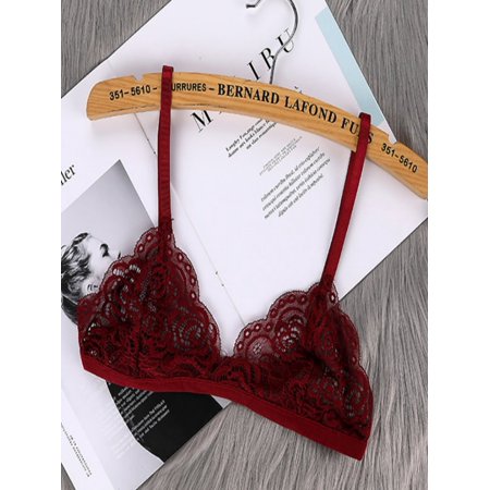 

Luxsea Women Sexy French Style Wireless Bra Floral Lace Bustier Sheer Top Seamless Bralette Hollow Brassiere Underwear