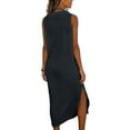 thumbnail image 5 of Rciityk Womens Summer Dresses Solid Color Sleeveless V Neck Button Maxi Dresses with Pockets Loose Fits Turndown Collar Casual Dress for Beach Vacation Daily Wear, 5 of 7