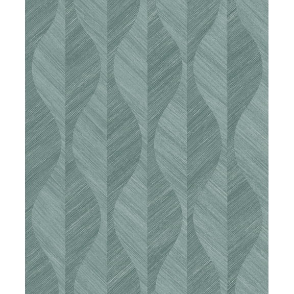 Advantage Oresome Teal Ogee Wallpaper