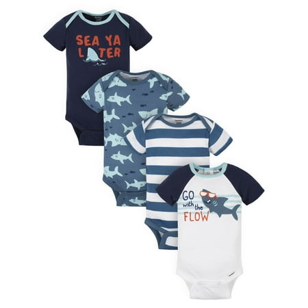 

Gerber Baby Boys Short Sleeve Onesies Brand Bodysuits 4-Pack
