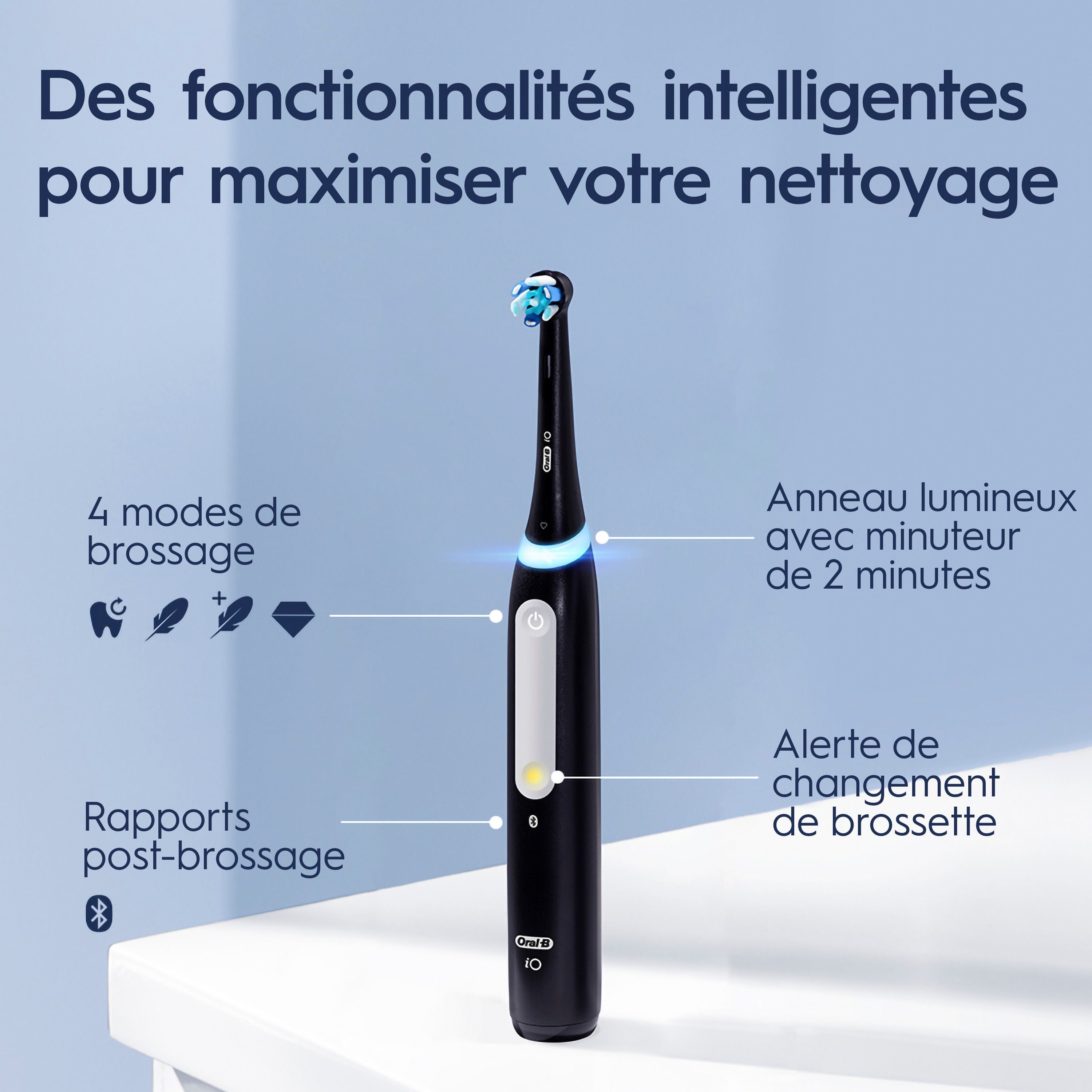 Oral-B iO Series 4 Electric Toothbrush with Brush Head, Rechargeable, Slate Blue, 1CT