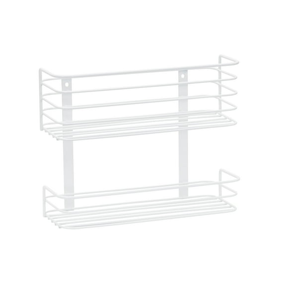 Household Essentials 2 Tier Door Mount Cabinet Organizer, Steel Wire Baskets with White Powder Finish, Great for Short and Tall Items, Mounts to Solid Surface with Included Hardware