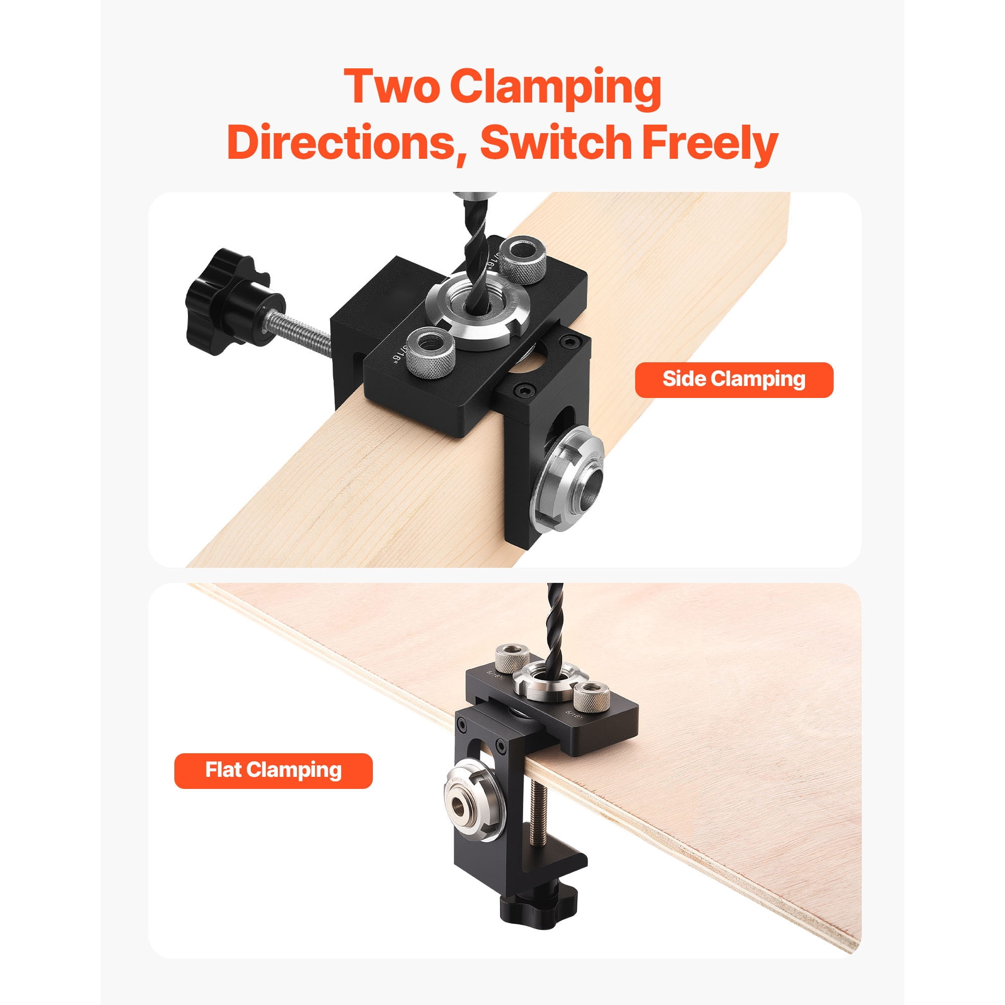 KFFKFF Self-Centering Doweling Jig Kit, Aluminum Alloy Woodworking Tool for Precise Holes, Includes 3 Drill Bit Sizes: 5/16", 3/8", and 19/32", Adjustable Width for Various Woodworking Applications