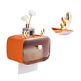 thumbnail image 2 of Box Waterproof Toilet Paper Holder Cute Rod Antlers Transparent Window Adjustable Hanging Wall Mounted Tissue Box Holder, 2 of 4