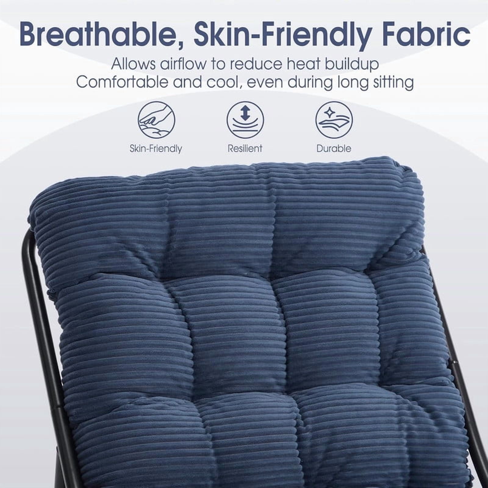 Modern Patio Lounge Chair with Ottoman, Comfy Sling Recliner Chair with Puffy Cushion and Foot Stool for Indoor Outdoor Living Room