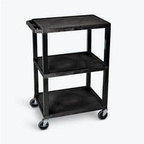 Luxor WT34S Tuffy Utility Cart with Three Flat Shelves, Black