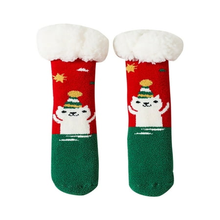 

6-Pack Womens Socks Baby Fall Winter Fashion Cute Christmas Printed Floor Non Slip Comfy Warm Thickened Socks