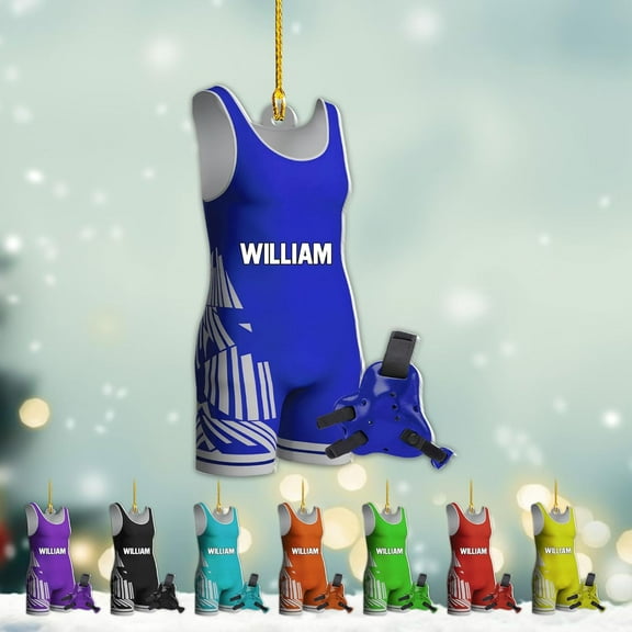 Personalized Wrestling Ornament Wrestling Helmet Ornaments Wrestling Christmas Ornament Gift for Wrestling Player Wrestling Christmas Tree Ornaments for Boys or Girls (WL10) - 3113 (Blue)