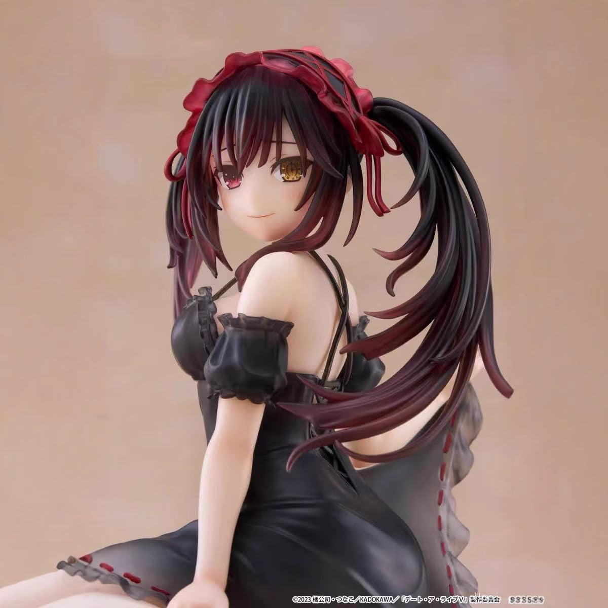 New Kurumi Figure, sleepwear Sitting Tokisaki Kurumi Anime Figures 12cm/4.7inch Handmade PVC Cartoon Character Model Decoration Craft Gift (a)