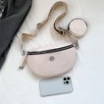 thumbnail image 4 of Bolso bandolera a la moda para mujer, riñonera con cremallera de cuero PU, correa ajustable sólida, 4 of 8