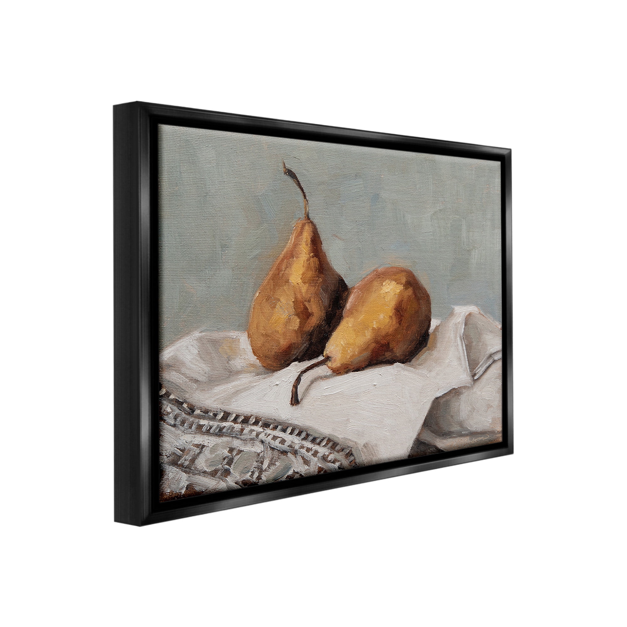 Stupell Industries Traditional Pears Still Life Food & Beverage Painting Black Floater Framed Canvas Art Print Wall Art, 21 x 17