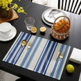 thumbnail image 3 of Blue Striped Placemats Set of 8, Farmhouse Modern Stripes Placemats for Dining Table, Place Mats for Kitchen Tabletop, Waterproof Wipeable Dining Table Mats Set, 3 of 9