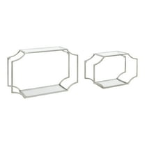 Kate and Laurel Ciel Modern Horizontal Shelves, Set of 2, Silver, Decorative Glam Wall Decor for Storage and Display