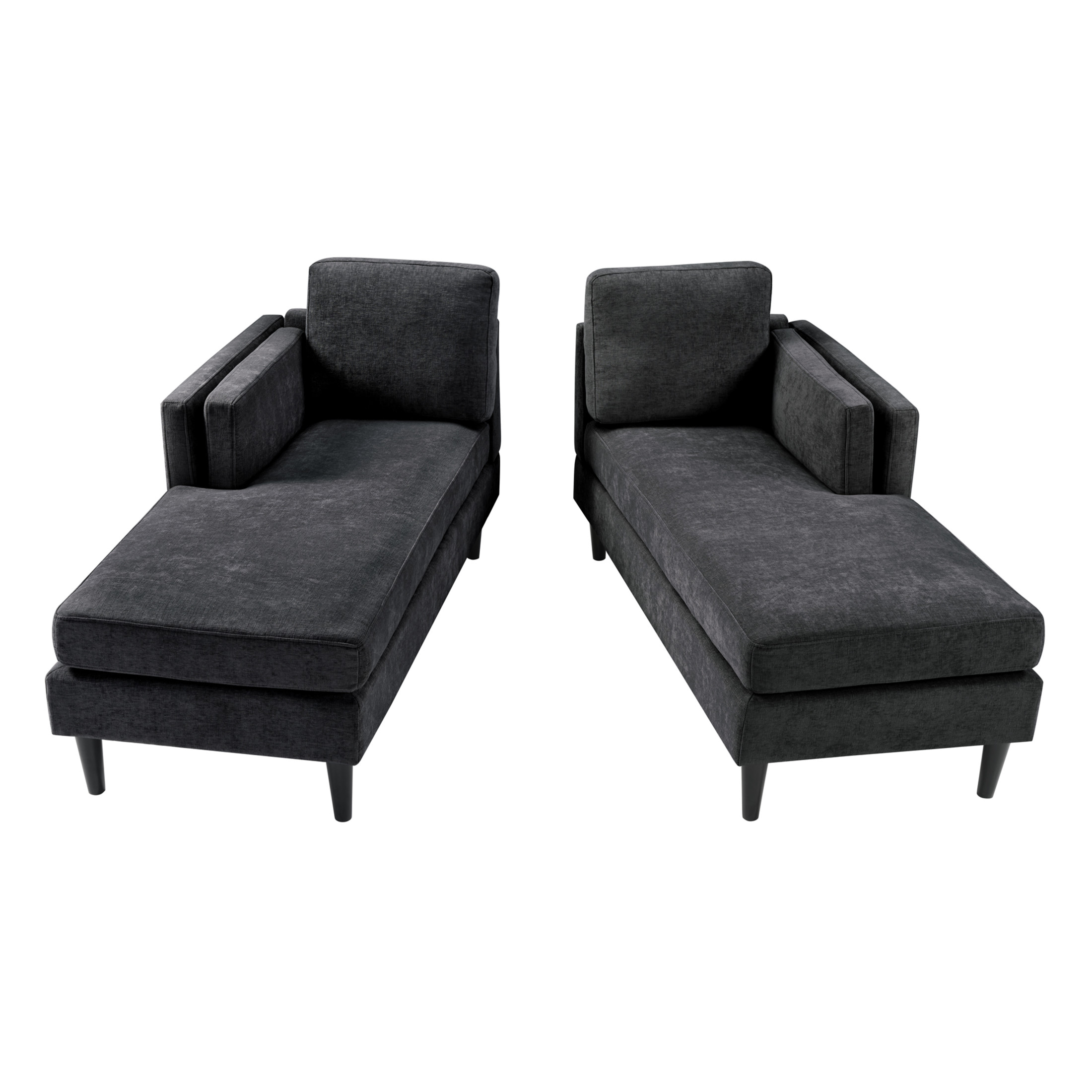 Christopher Knight Home Modern Chaise Lounge Sofa Bed, 53.5" Upholstered Sofa Couch with Armrests, Black