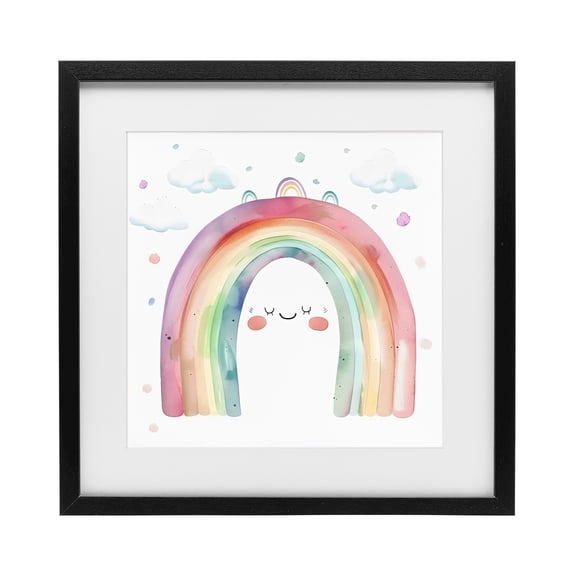 Stupell Industries Cute Smiling Rainbow Black Framed Print Under Glass, design by Creative Studio