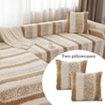 thumbnail image 5 of CJC Plush Velvet Sectional Couch Covers, 2pcs Stretch Sofa Covers with 2 Pillowcases for L Shape Corner Sofa Furniture Protector (Khaki, 3 Seat + 3 Seat), 5 of 13