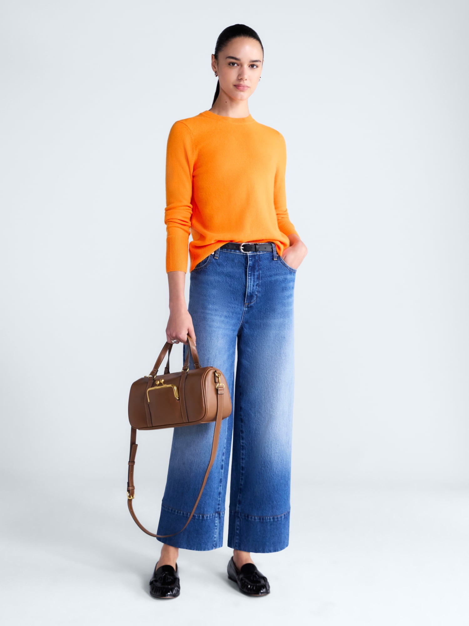 Free Assembly Women's and Women's Plus Cashmere Sweater with Long Sleeves, Sizes XS-4X