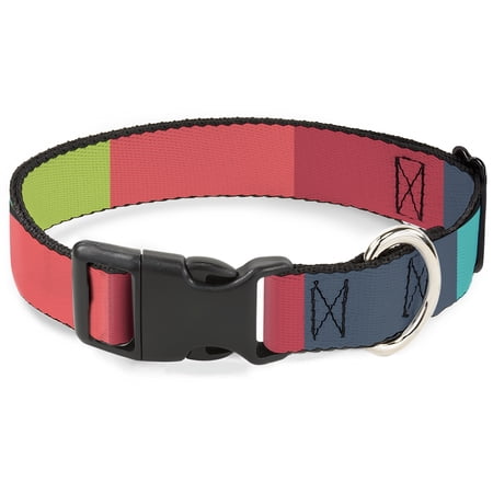 Buckle-Down Pet Collar Dog Collar Plastic Buckle Summer Essentials Color Block 8 8.5 to 12 Inches 0.5 Inch Wide