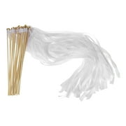 Uxcell Lace Silk Ribbon Fairy Sticks Wands for Wedding Party, White 25 Pack