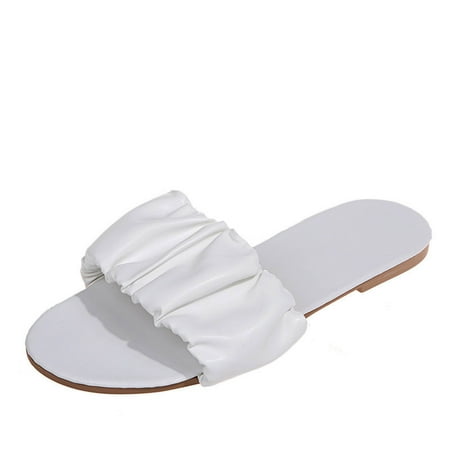 

Lyinloo Sandals Women Flat Slippers Open Toe Comfy Beach Roman Shoes Flip Flop White 38
