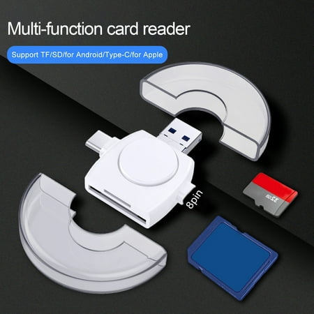 Image of Farfi Memory Card Reader Multifunctional Dual Card Slot ABS Micro/Type-C/USB/TF/OTG SD-Card Adapter for Android Phone