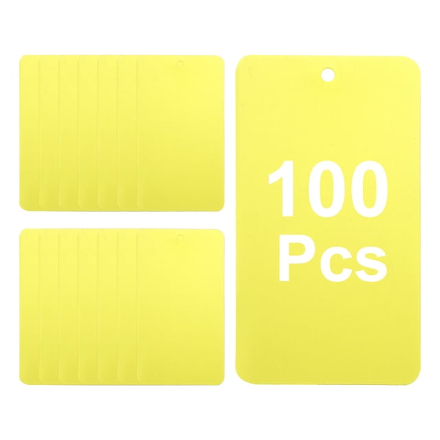 100 Pcs Etiquetas de Envío de Plástico Amarillo, 3.5" x 2" Etiquetas de Etiquetado Impermeables Perforadas para Equipaje, Garaje, Etiqueta de Inventario