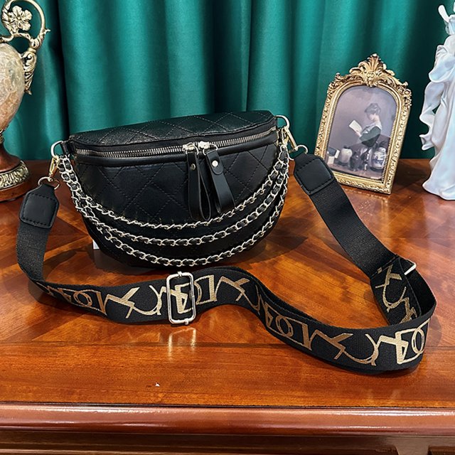 Bolsa De Hombro Bolso De Hombro Bolso de pecho a la moda para mujer, Bolso de sillín acolchada con cremallera informal para regalo (negro)
