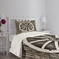 thumbnail image 3 of Ambesonne Wagon Wheel Quilted Bedspread Set 2 Pcs, Timber Wall, Twin Size, Dark Brown and White, 3 of 5