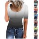 thumbnail image 1 of Fiudx Ofertas Relámpago Camiseta Holgada de Manga Corta con Botones y Cuello Redondo para Mujer, 1 of 4