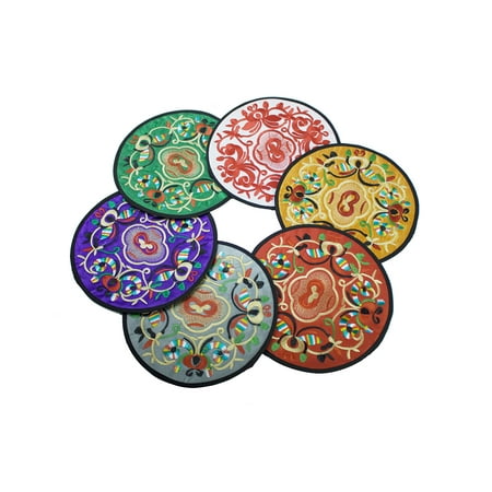 

Generic Colorful Embroidery Tea Cup Ethnic Floral Design Placemat (Pack of 6)