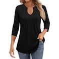 thumbnail image 5 of 3/4 Length Sleeve Womens Tops 2026 Trendy V Neck Pleated Front Tunic Dressy Casual Work Shirt Womens Blouses, 5 of 6