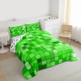 thumbnail image 3 of Homewish Cartoon Pixelate Miner Full Size Comforter Sets, Green Square Abstract Bedding Comforter Set, Teens Kids Boys Girls Reversible Bedding Sets, Ultra Soft Bedroom Decor, 3-Piece, 3 of 8