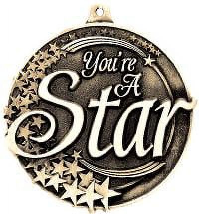You Are A Star Medals, 2" Gold Diecast You Are A Star Medal Award 100 Pack