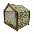 thumbnail image 2 of Grey and Yellow Pet House, 3D Print Inspired Modern Geometrical Boxes Cubes Image, Outdoor & Indoor Portable Dog Kennel with Pillow and Cover, 5 Sizes, Mustard Yellow, by Ambesonne, 2 of 5