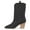 Black, variant on Women Closed Almond Toe Mid Calf Boots Thick Stacked Heels Comfy Pull On Winter Booties Size 14 Black