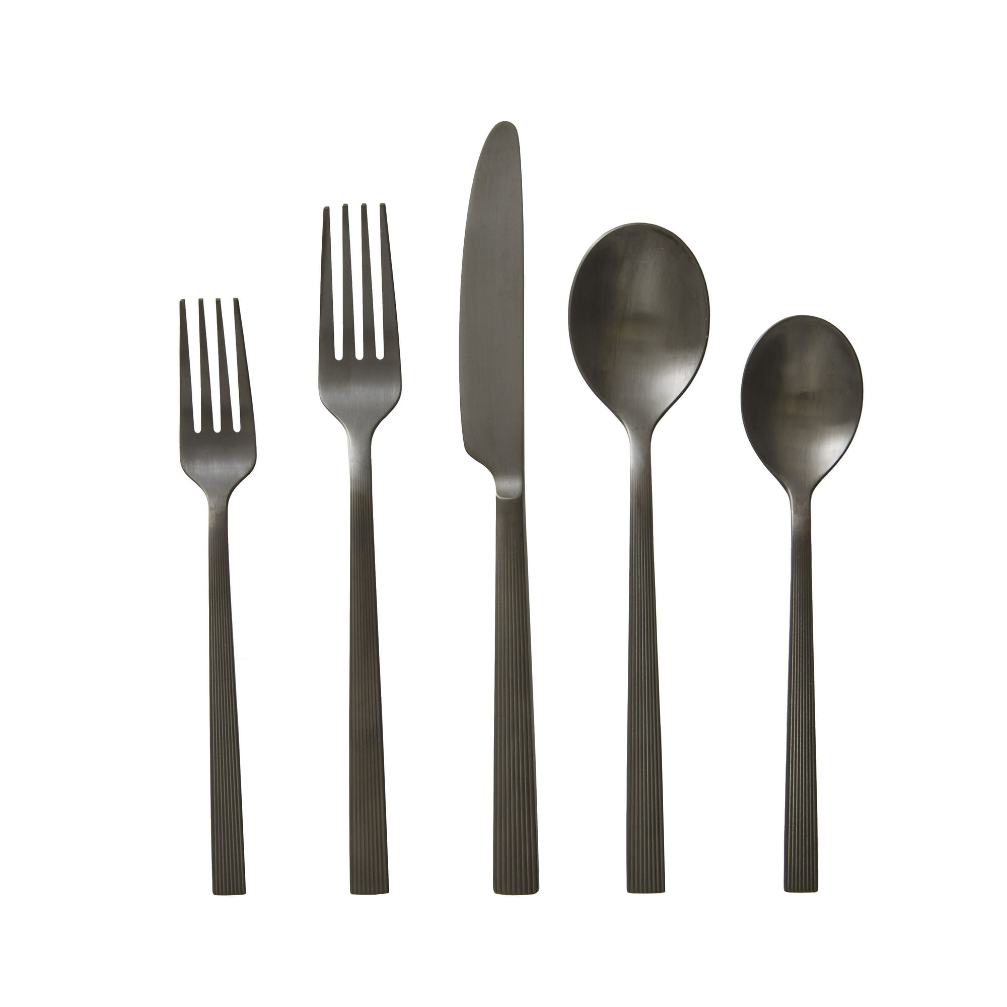 Better Homes & Gardens River 20-Piece Black Stainless Steel Flatware Set, Service for 4