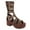 Brown, variant on FSJ Women Platform Studded Mid Calf Gladiator Sandals Open Square Toe Buckle Block Heels Summer Dress Party Zipper Shoes Size 8 Brown