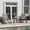 Gray, variant on Merrick Lane Brevyn 3 Piece Outdoor Bistro Set with Flex Comfort Rocking Chairs and Steel Framed Glass Top Table, Black/Black