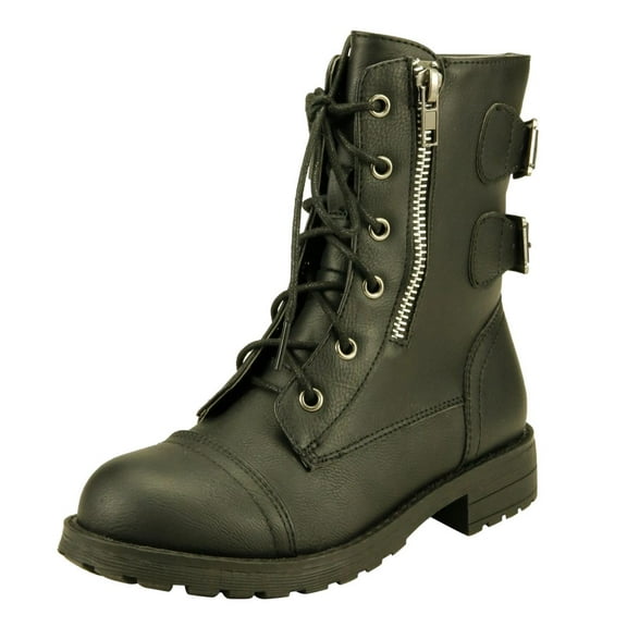 The Doll Maker Girl's Lace-Up Zipper Combat Boots - TD194020-3