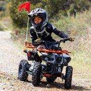 36V Electric 500W Motor 4‑Wheeler with Dual Shock Absorber Suspension, IVFJFV 4‑wheel Off‑Road Tires & Anti‑Collision Safety Flag for Age 8‑14 for Backyard Leisure & Rough Ground Trips,Red