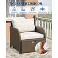 thumbnail image 4 of 5-Piece Outdoor Wicker Patio Conversation Set, 2 Chairs 2 Ottomans Glass Table, All-Weather Rattan, Brown Gradient & Beige, 4 of 7