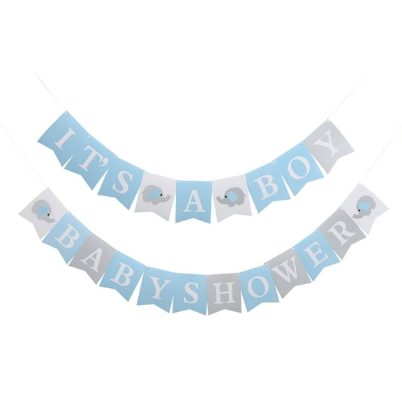 Pull The Flag Elephant Baby Shower Banner for Boy Decor Ornament Decorate Decorations
