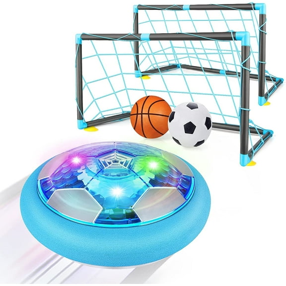 Allaugh Hover Soccer Ball Set with 2 Goals USB Rechargeable Indoor Floating Soccer with LED Light and Safe Bumper Gifts for Kids Ages 3-8