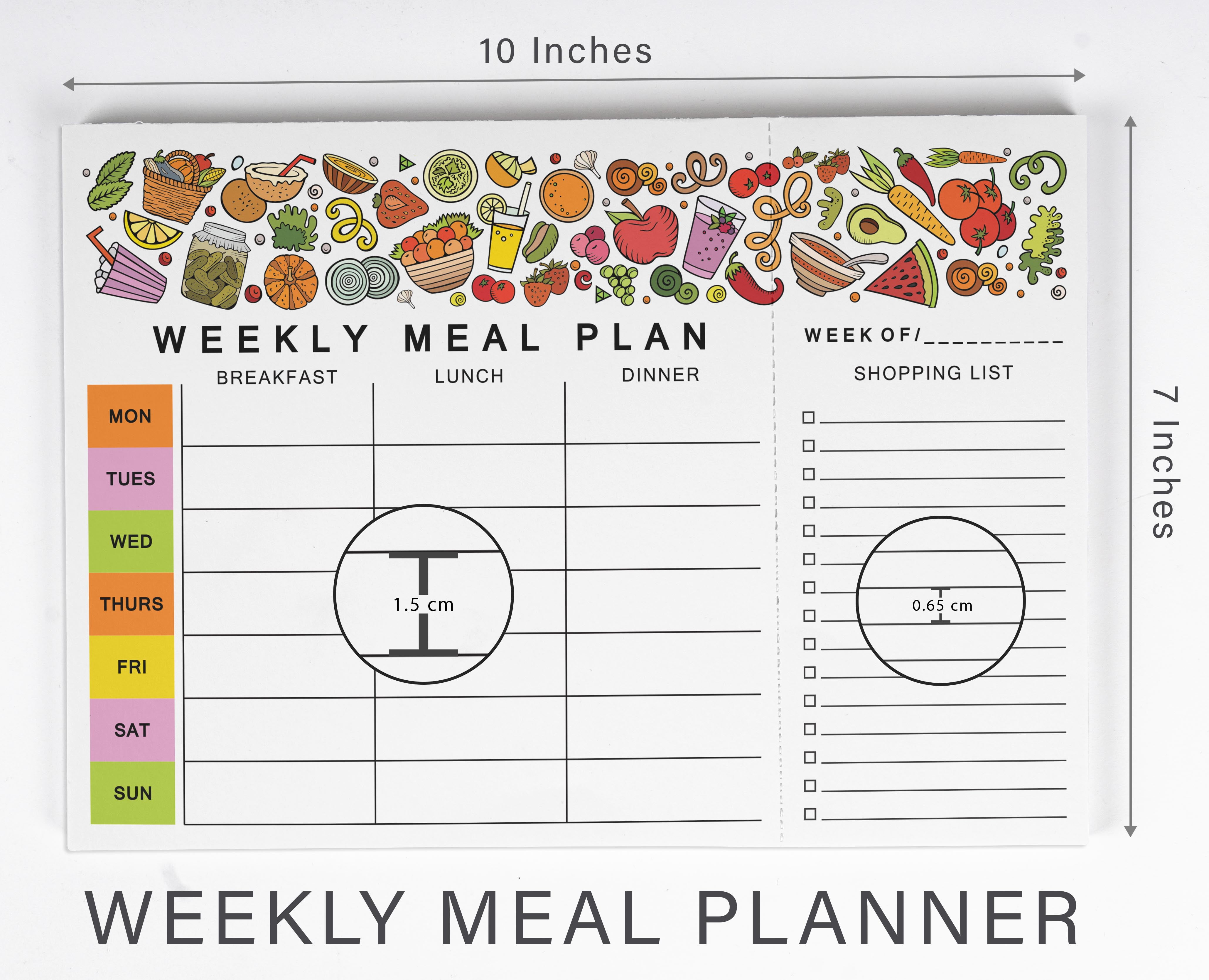 Inkdotpot Weekly Meal Planner Notepad 7"x10 , "Weekly Meal Plan" Magnetic Meal Planning Pad with Tear Off Grocery Shopping List for Fridge- Kitchen & Home - 54 Sheets -V8
